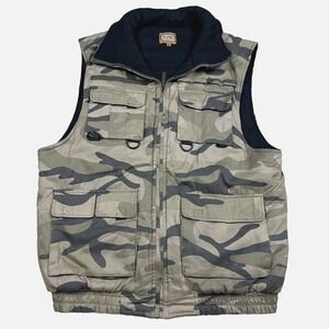 Camo Work Vest Jacket Men Large Duck‎ Canvas Fleece Lined ockets Hunting
